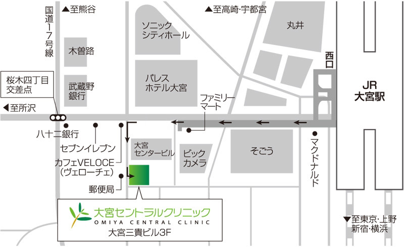 JR大宮駅西口から当院までの道順